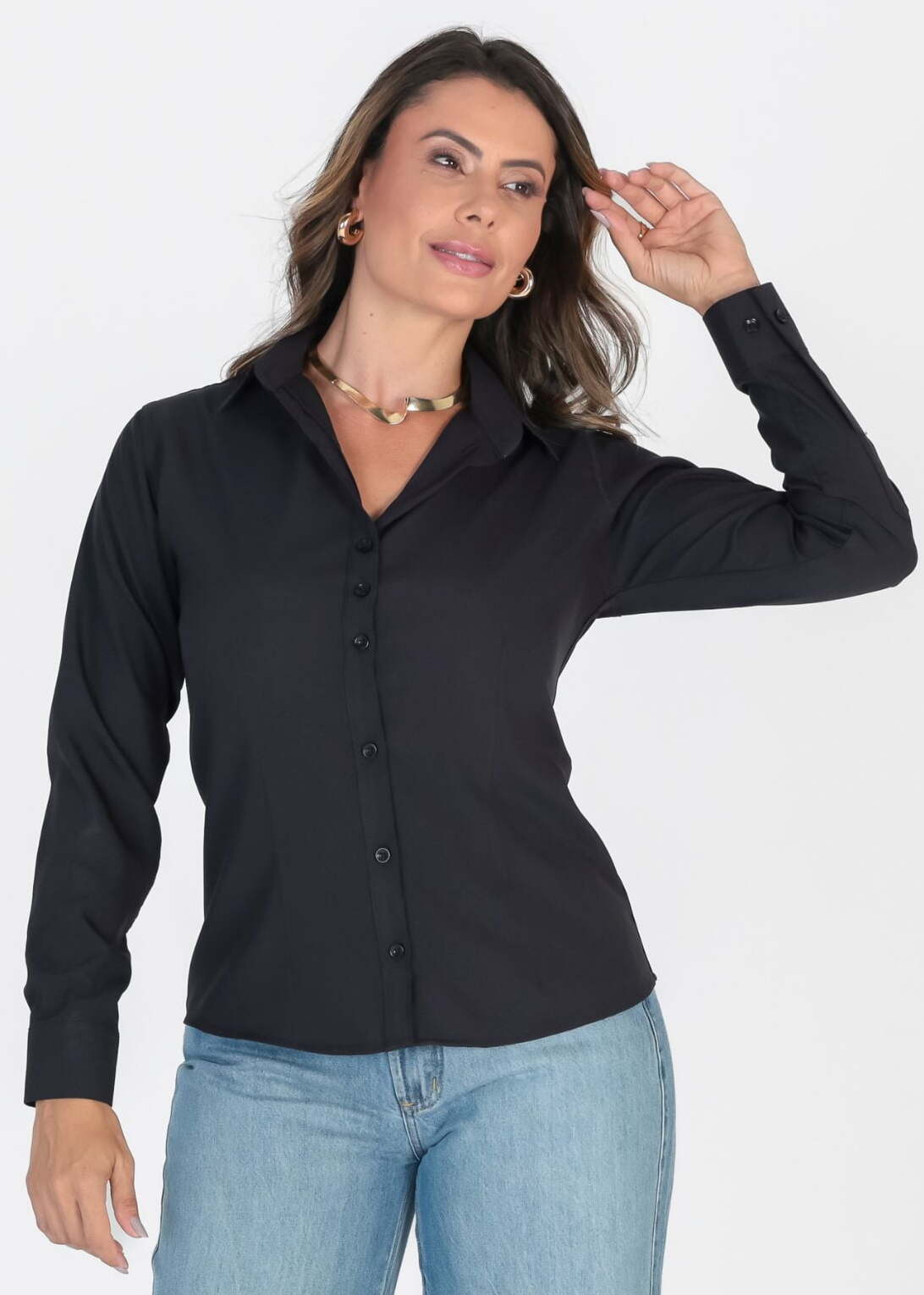 Camisa Social Com Calça Preta Feminina Calça Preta Mule Com Calca