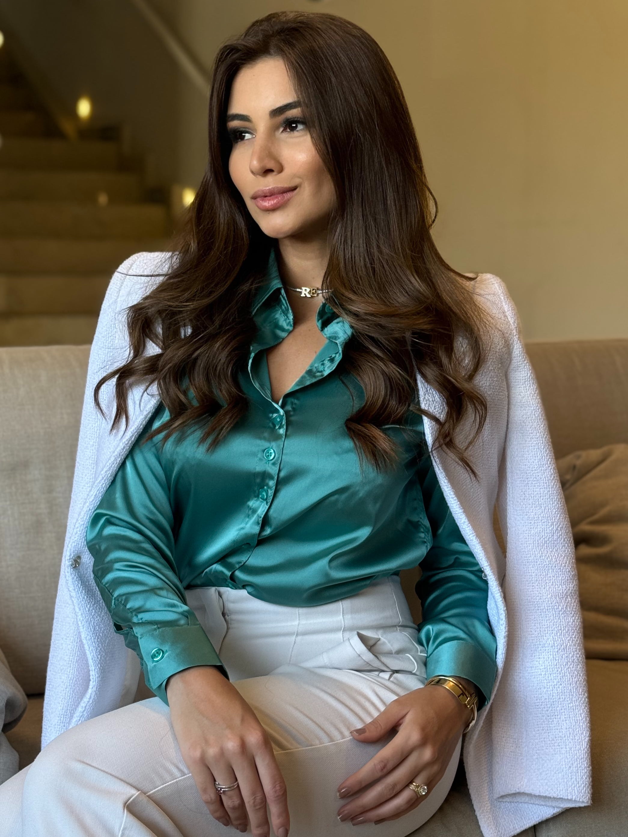 Camisa De Seda Verde Feminina Camisa De Seda Dudalina Feminina