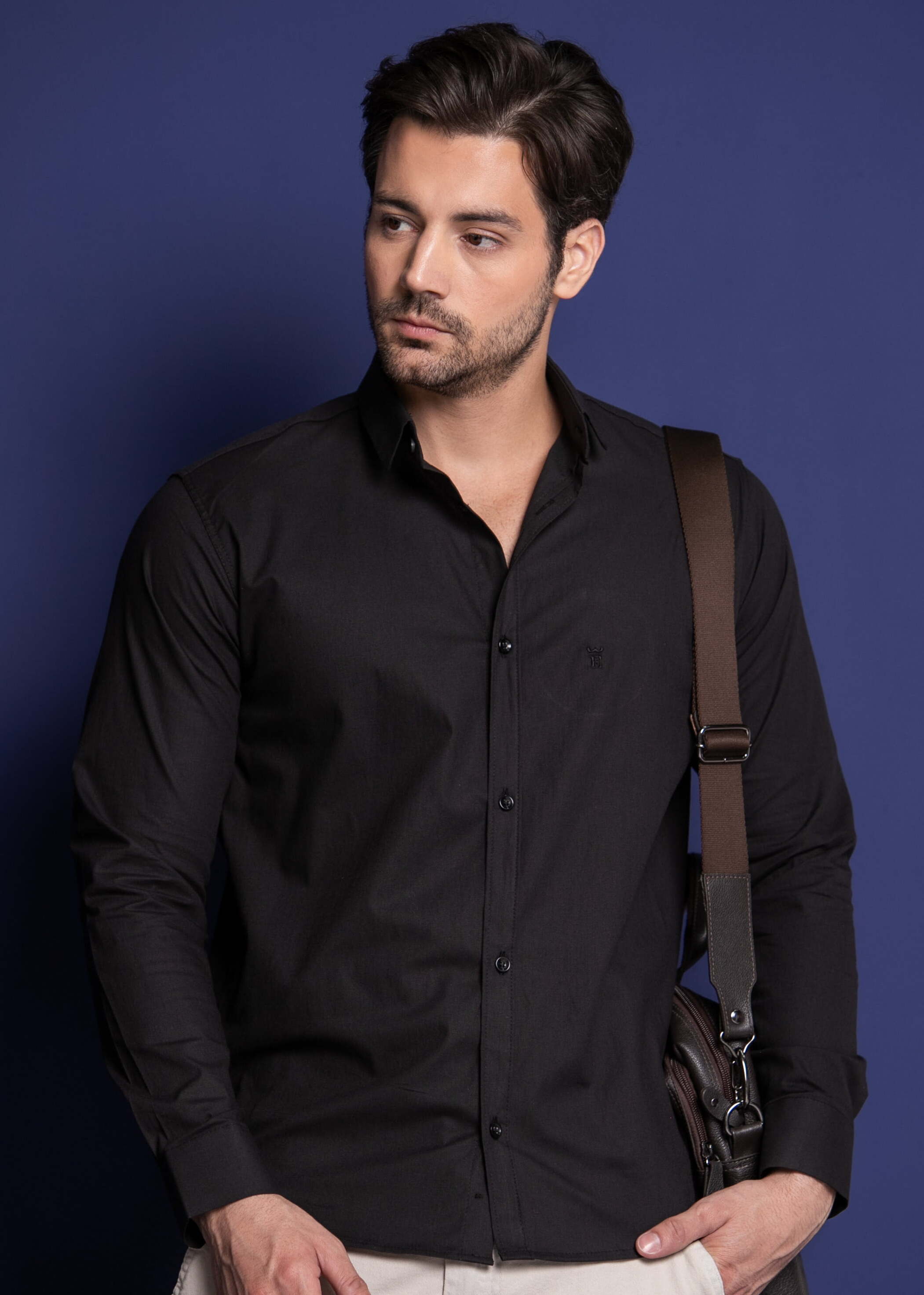 Camisa Social Masculina Wehilion Slim Fit - Manga Longa Elástica