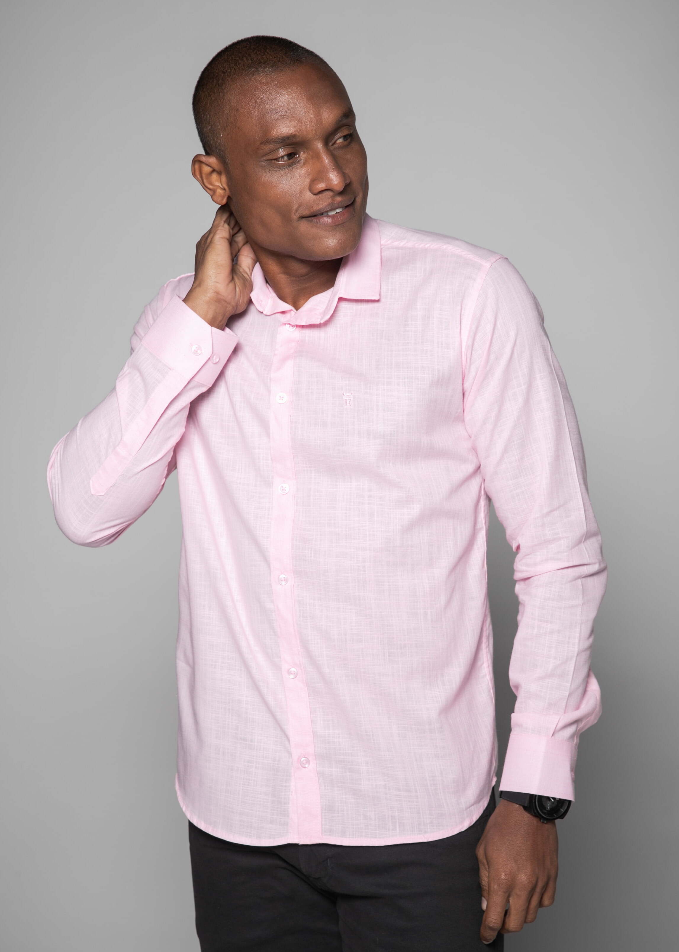 CAMISA MASCULINA SOCIAL SLIM FIT MANGA LONGA FLAME ROSA