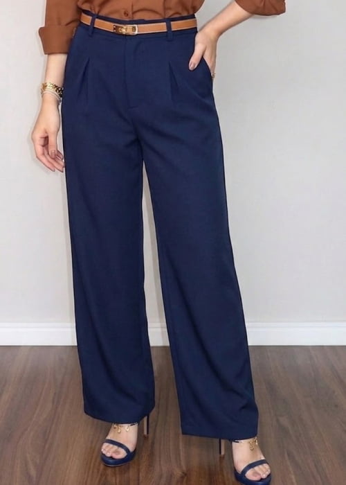 CALÇA ALFAIATARIA FEMININA AZUL MARINHO CALÇA ALFAIATARIA FEMININA AZUL MARINHO