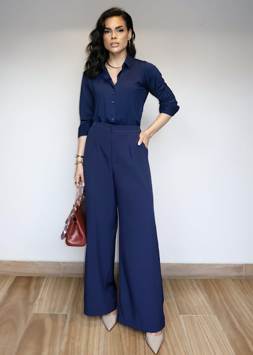 CALÇA ALFAIATARIA FEMININA AZUL MARINHO CALÇA ALFAIATARIA FEMININA AZUL MARINHO