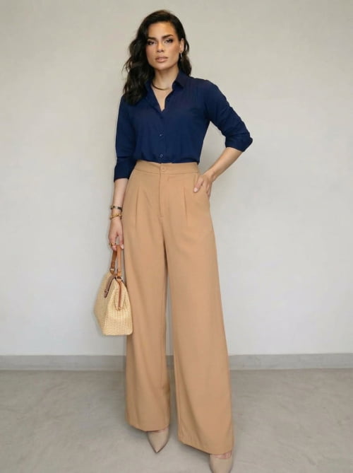 CALÇA ALFAIATARIA FEMININA BEGE
