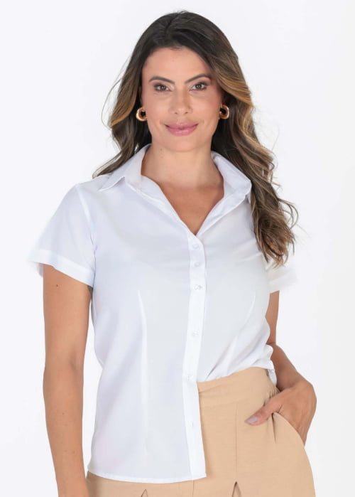 CAMISA FEMININA SOCIAL MANGA CURTA ARIZONA BRANCA