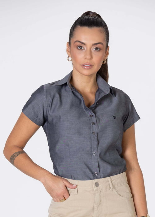 CAMISA FEMININA SOCIAL MANGA CURTA AURORA