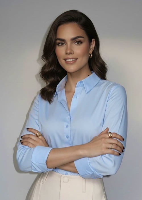 CAMISA FEMININA SOCIAL MANGA LONGA ULTRA TECH AZUL CLARO