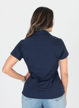 CAMISA FEMININA SOCIAL MANGA CURTA ULTRA TECH AZUL MARINHO