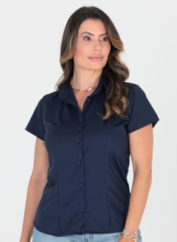 CAMISA FEMININA SOCIAL MANGA CURTA ULTRA TECH AZUL MARINHO CAMISA FEMININA SOCIAL MANGA CURTA ULTRA TECH AZUL MARINHO