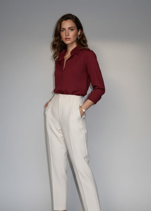 CAMISA FEMININA SOCIAL MANGA LONGA ULTRA TECH MALBEC