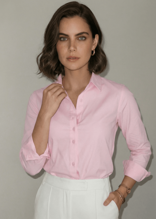 CAMISA FEMININA SOCIAL MANGA LONGA ULTRA TECH ROSA CLARO
