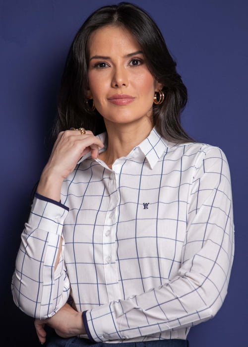 CAMISA FEMININA SOCIAL MANGA LONGA XADREZ PREMIUM