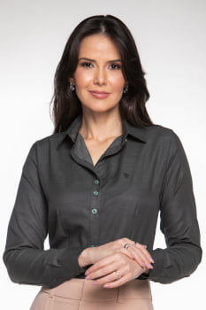 CAMISA FEMININA SOCIAL VERDE MANGA LONGA LIBRE