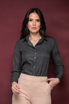 CAMISA FEMININA SOCIAL VERDE MANGA LONGA LIBRE