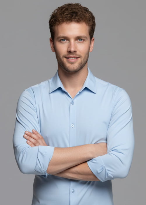 CAMISA MASCULINA SOCIAL SLIM FIT MANGA LONGA ULTRA TECH AZUL CLARO