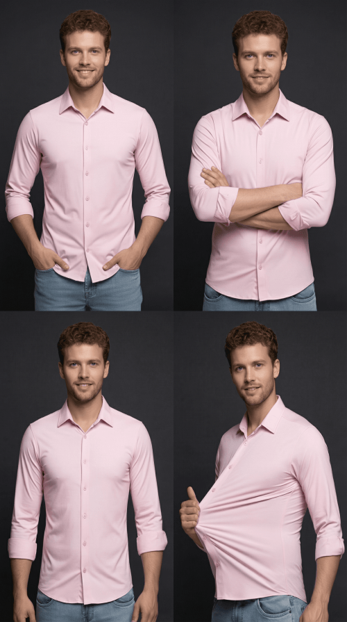 CAMISA MASCULINA SOCIAL SLIM FIT MANGA LONGA ULTRA TECH ROSA CLARO