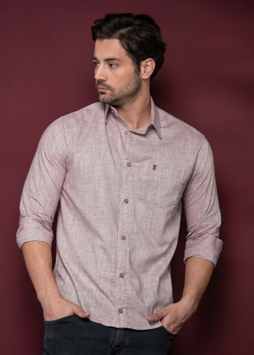 CAMISA MASCULINA TRADICIONAL  MANGA LONGA CHAMBRAY DENVER